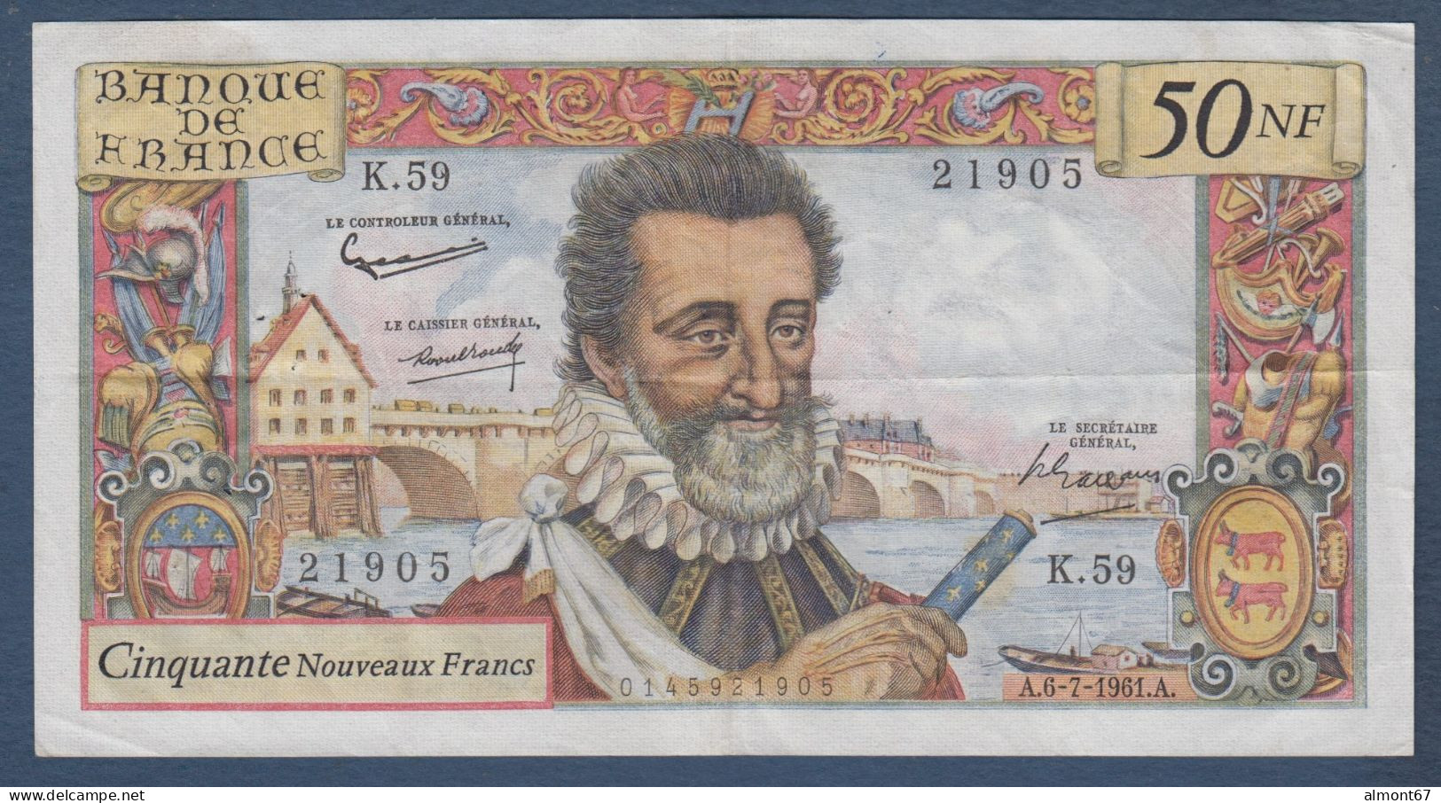 50 NF  Henri IV  Du  6 - 7 - 1961 - 50 NF 1959-1961 ''Henri IV''