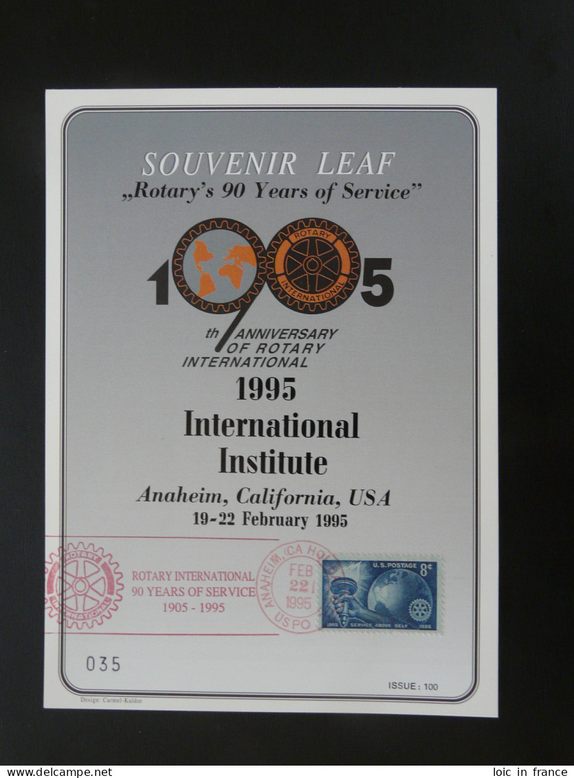 Encart Folder Souvenir Leaf Rotary International Anaheim USA 1995 (n°035) - Briefe U. Dokumente