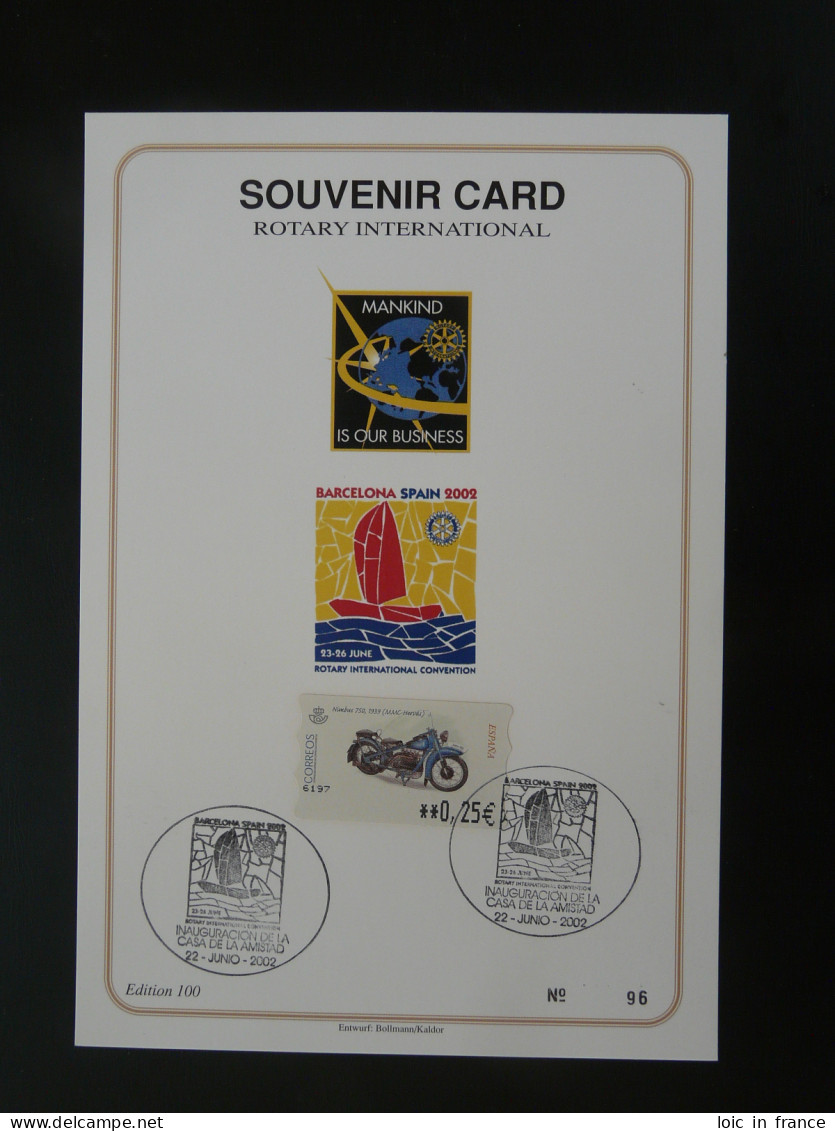 Encart Folder Souvenir Card Rotary International Convention Barcelona Espagne Spain 2002 (n°96) - Storia Postale