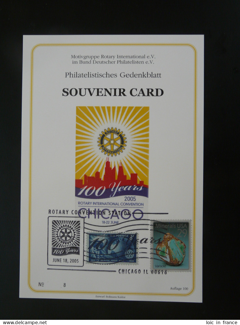 Encart Folder Souvenir Card Rotary International Convention Chicago USA 2005 (n°8) - Briefe U. Dokumente