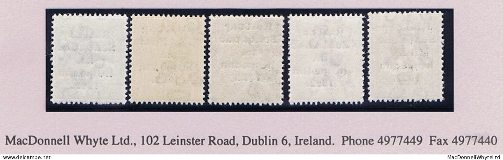 Ireland 1922 (Nov-Dec) Thom Rialtas 5-line Wide Overprint, Set Of 5 Fresh Mint Unmounted - Unused Stamps