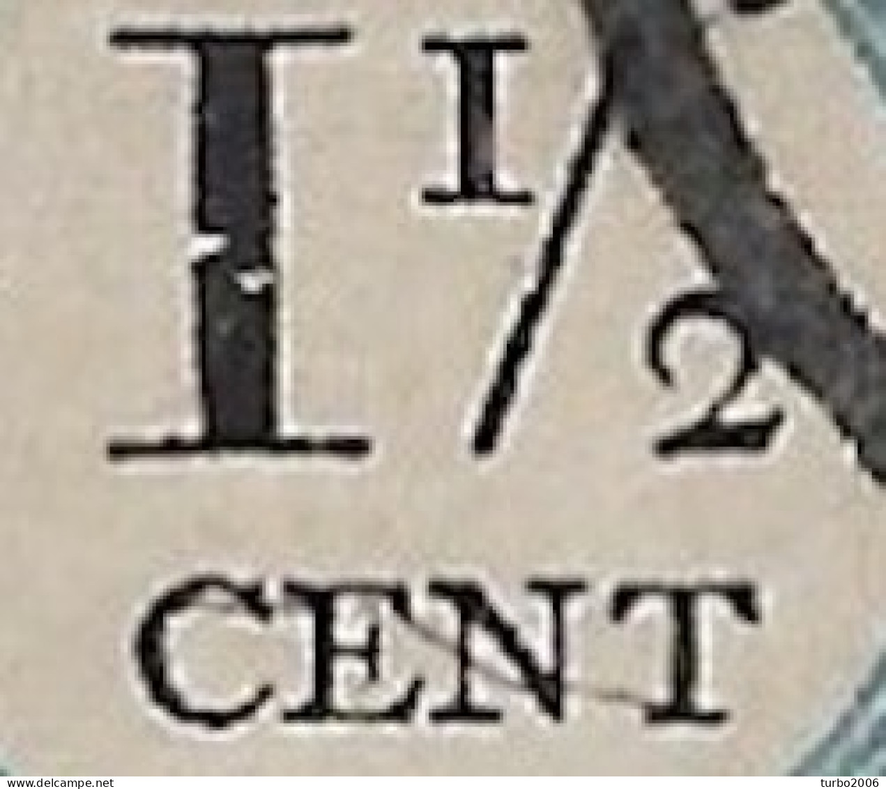 1881-1887 Portzegels Lichtblauw / Zwart Cijfer : 1½ Cent NVPH  P 4 D III Met Breukje In De 1 En Kras Door Cent - Postage Due