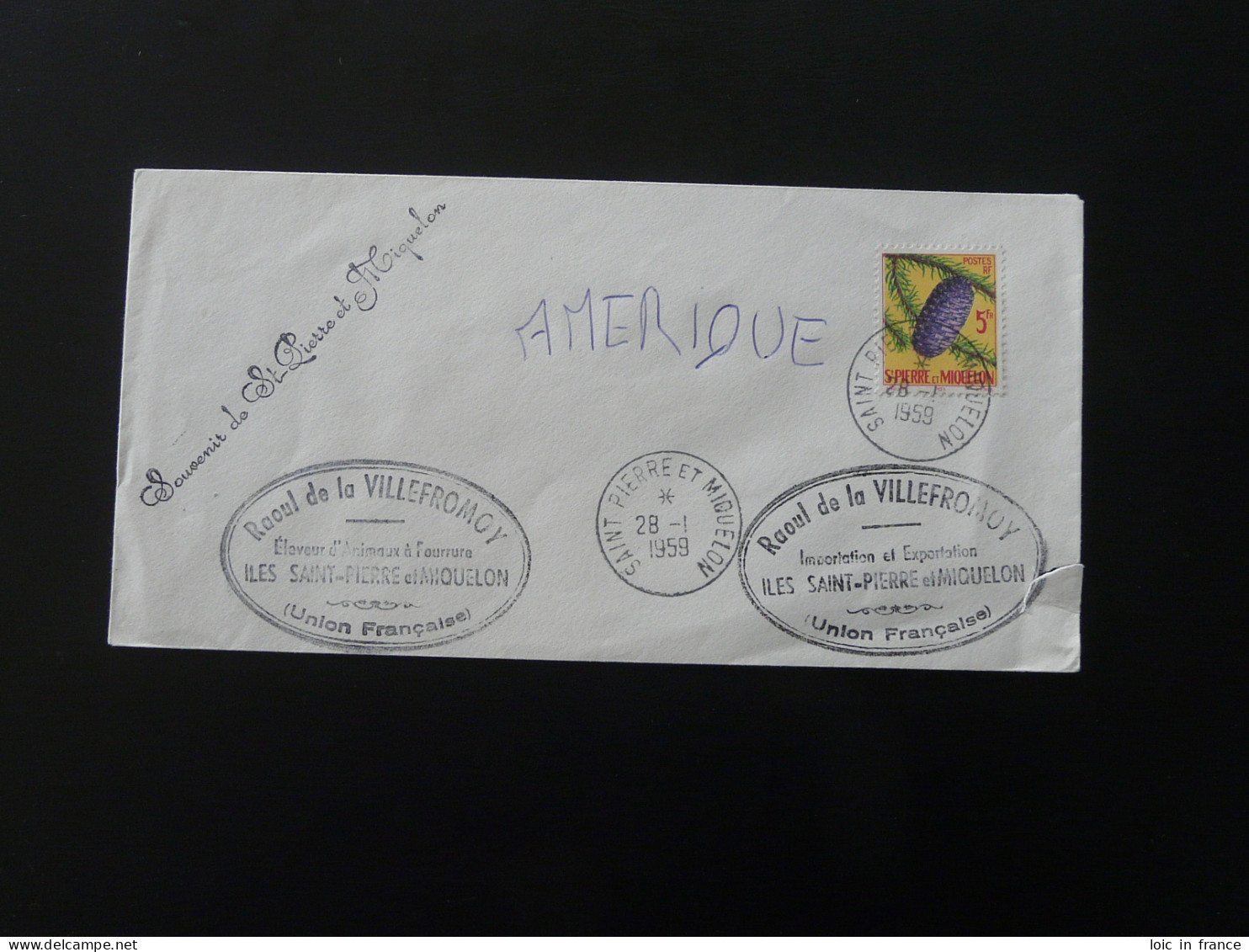 Lettre éleveur D'animaux à Fourrure Saint Pierre Et Miquelon 1959 - Covers & Documents