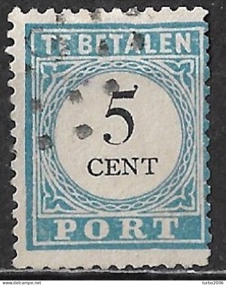 1881-1887 Portzegels Lichtblauw / Zwart Cijfer : 5 Cent NVPH  P 6 D III (rechts Vertand) Met Breukje In De 5 - Strafportzegels
