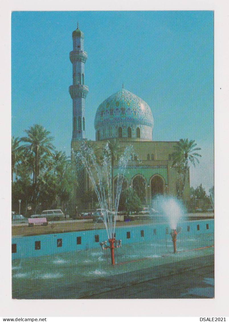 IRAQ Baghdad View 14th Ramadhan Mosque, Park Fountains, Old Cars, Automobile, Vintage Photo Postcard RPPc (37836) - Islam