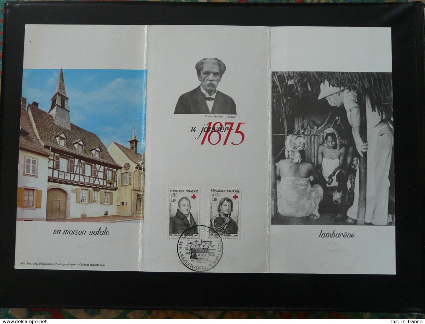 Encart Commemoratif Folder Albert Schweitzer Kaysersberg 68 Haut Rhin 1965 (ex 1) - Albert Schweitzer