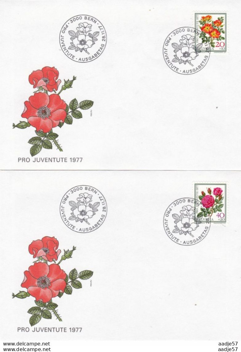 Schweiz Switzerland Suisse - 1977 Mi. 1112-1115 - Pro Juventute - Rosen - Flowers - Roses 4 * FDC - Medicinal Plants