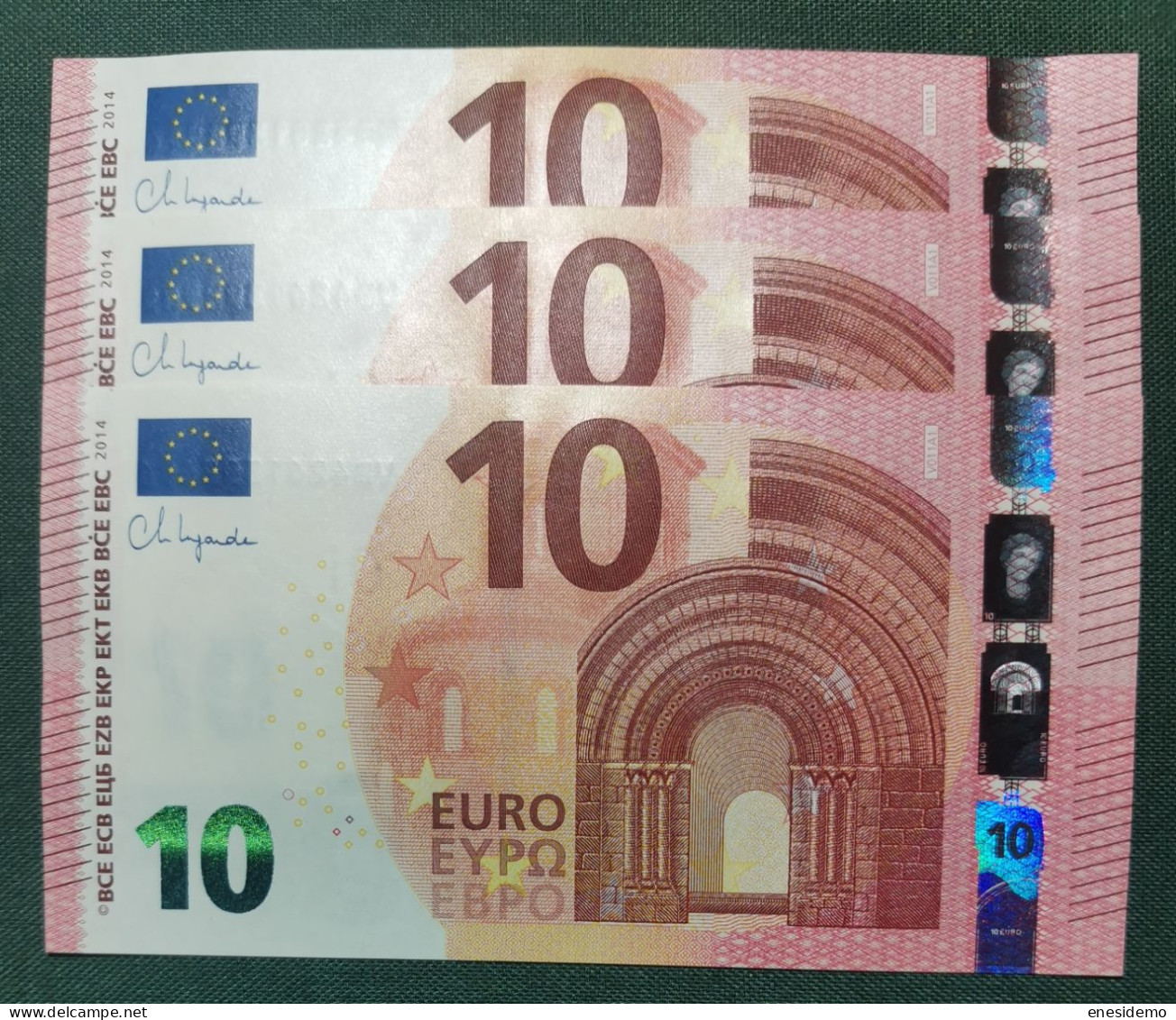 10 EURO SPAIN 2014 LAGARDE V011A1 VB CORRELATIVE TRIO FIRST POSITION SC FDS UNCIRCULATED  PERFECT - 10 Euro