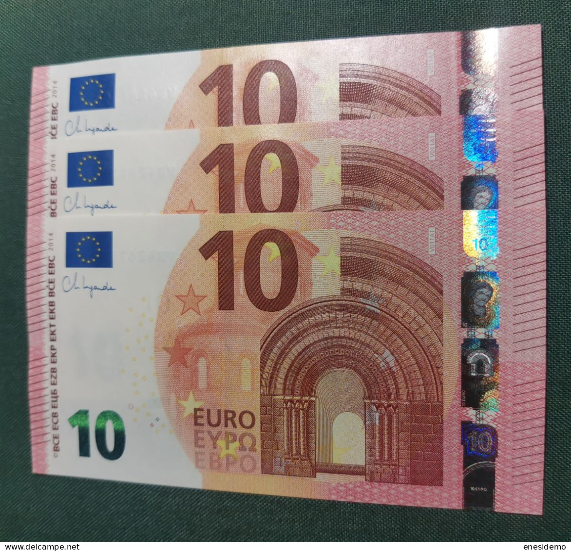 10 EURO SPAIN 2014 LAGARDE V011A1 VB CORRELATIVE TRIO FIRST POSITION SC FDS UNCIRCULATED  PERFECT - 10 Euro