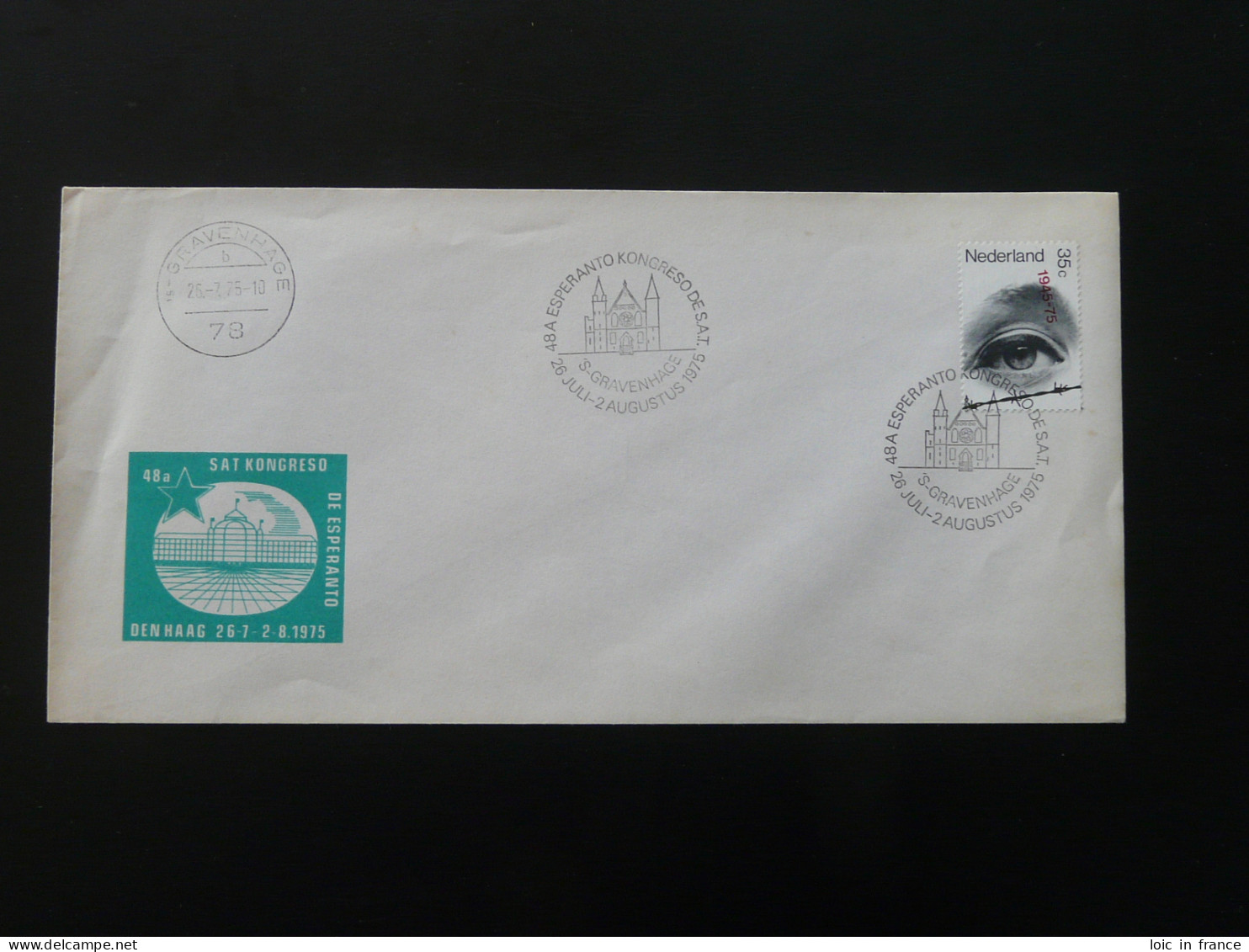 Lettre Cover Congrees Esperanto Gravenhage Pays Bas Netherlands 1975 - Esperanto