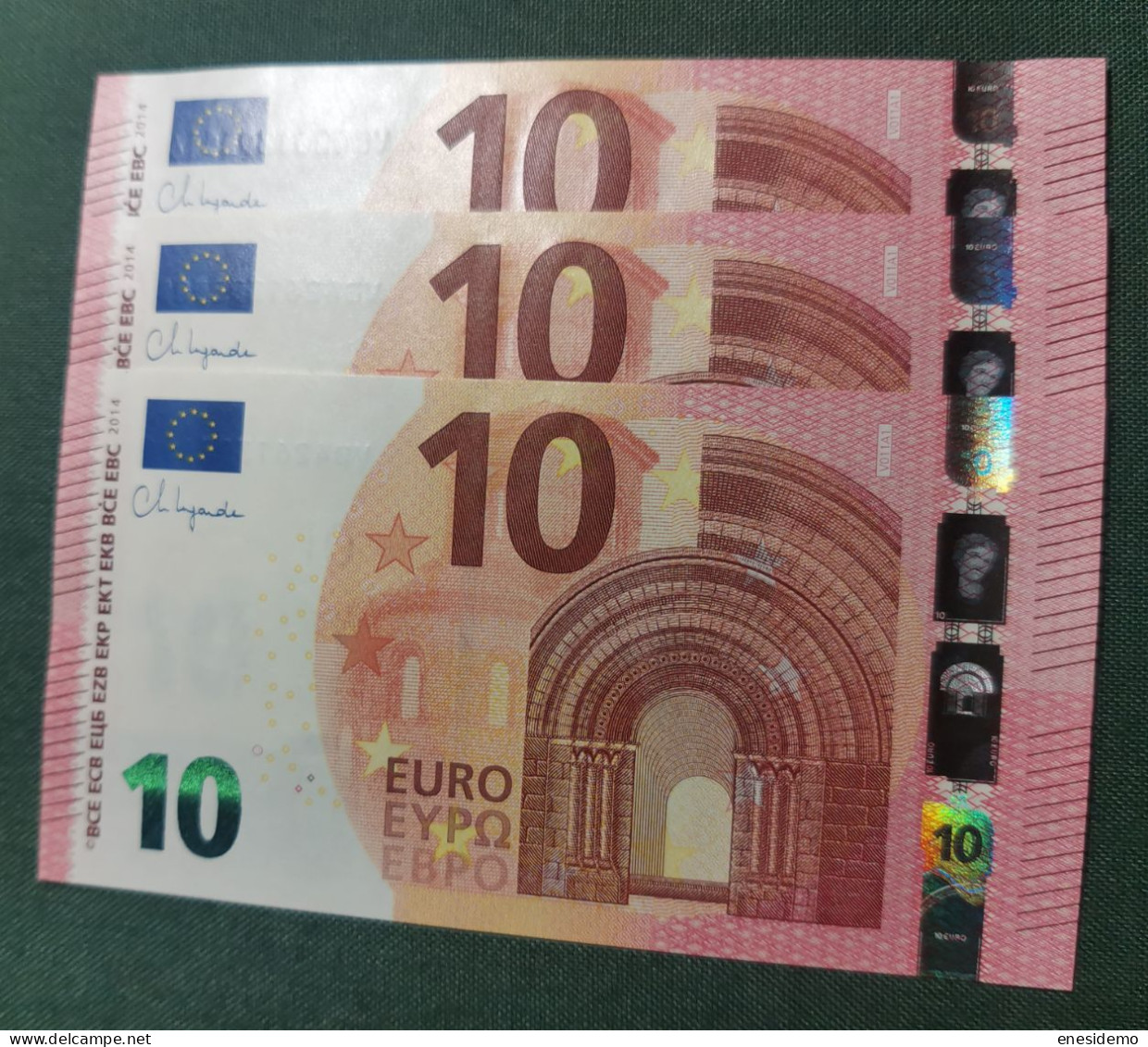 10 EURO SPAIN 2014 LAGARDE V011A1 VB CORRELATIVE TRIO FIRST POSITION SC FDS UNCIRCULATED  PERFECT - 10 Euro