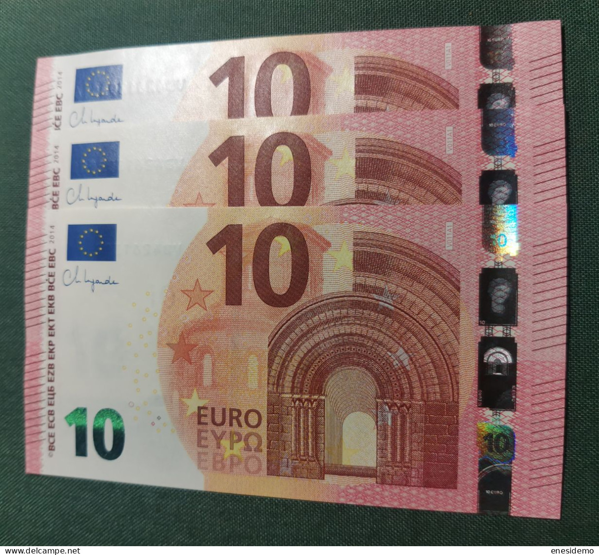 10 EURO SPAIN 2014 LAGARDE V011A1 VB CORRELATIVE TRIO FIRST POSITION SC FDS UNCIRCULATED  PERFECT - 10 Euro