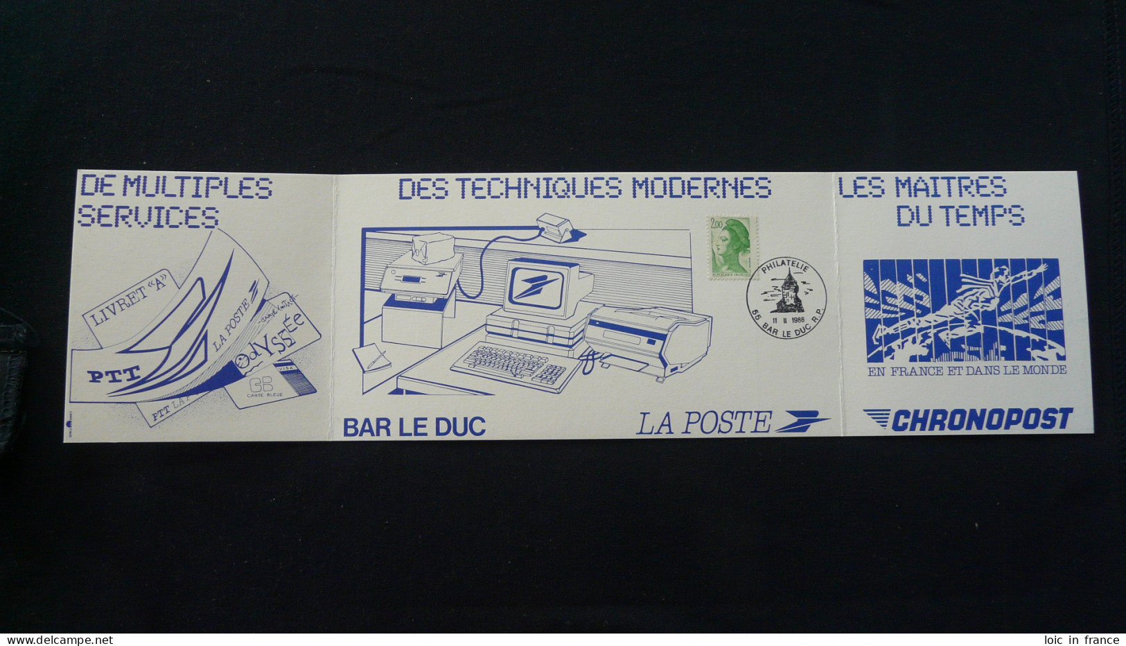 Encart Bureau De Poste Ordinateur Computer Bar Le Duc 55 Meuse 1988 - Informática