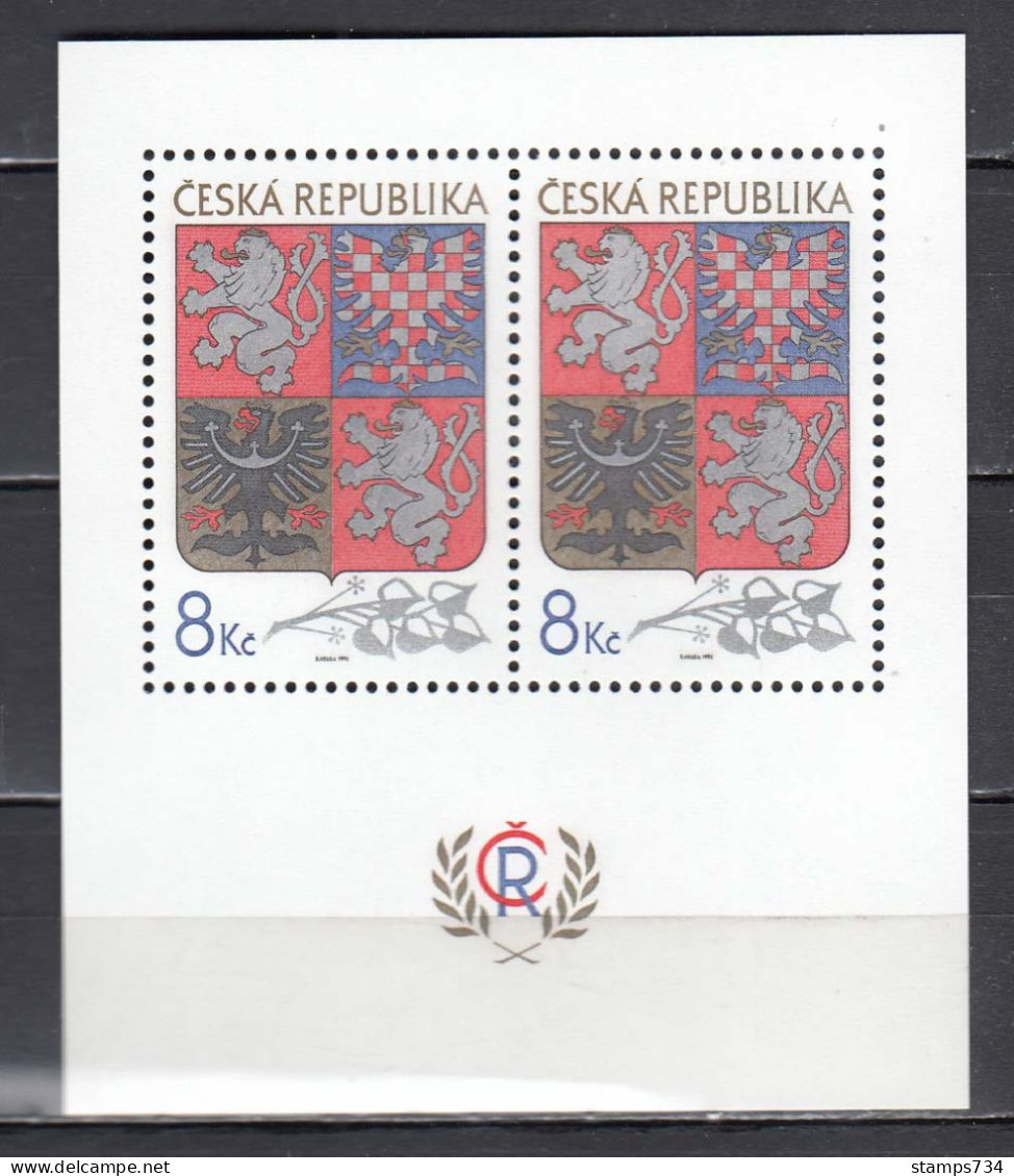 Czech Rep. 1993 - Big State Coat Of Arms, Mi-Nr. Block 1, MNH** - Unused Stamps