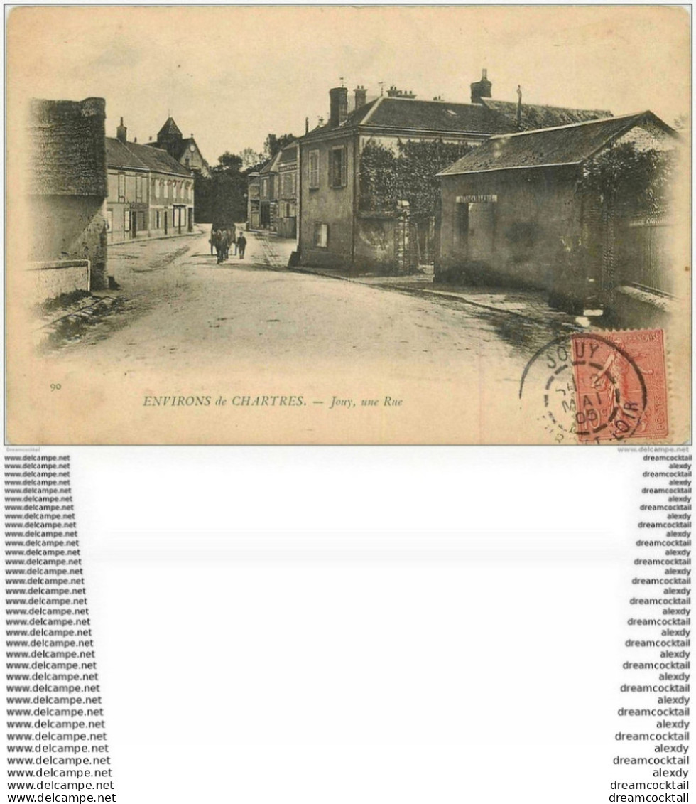 28 JOUY. Attelage Dans Une Rue 1905 - Jouy
