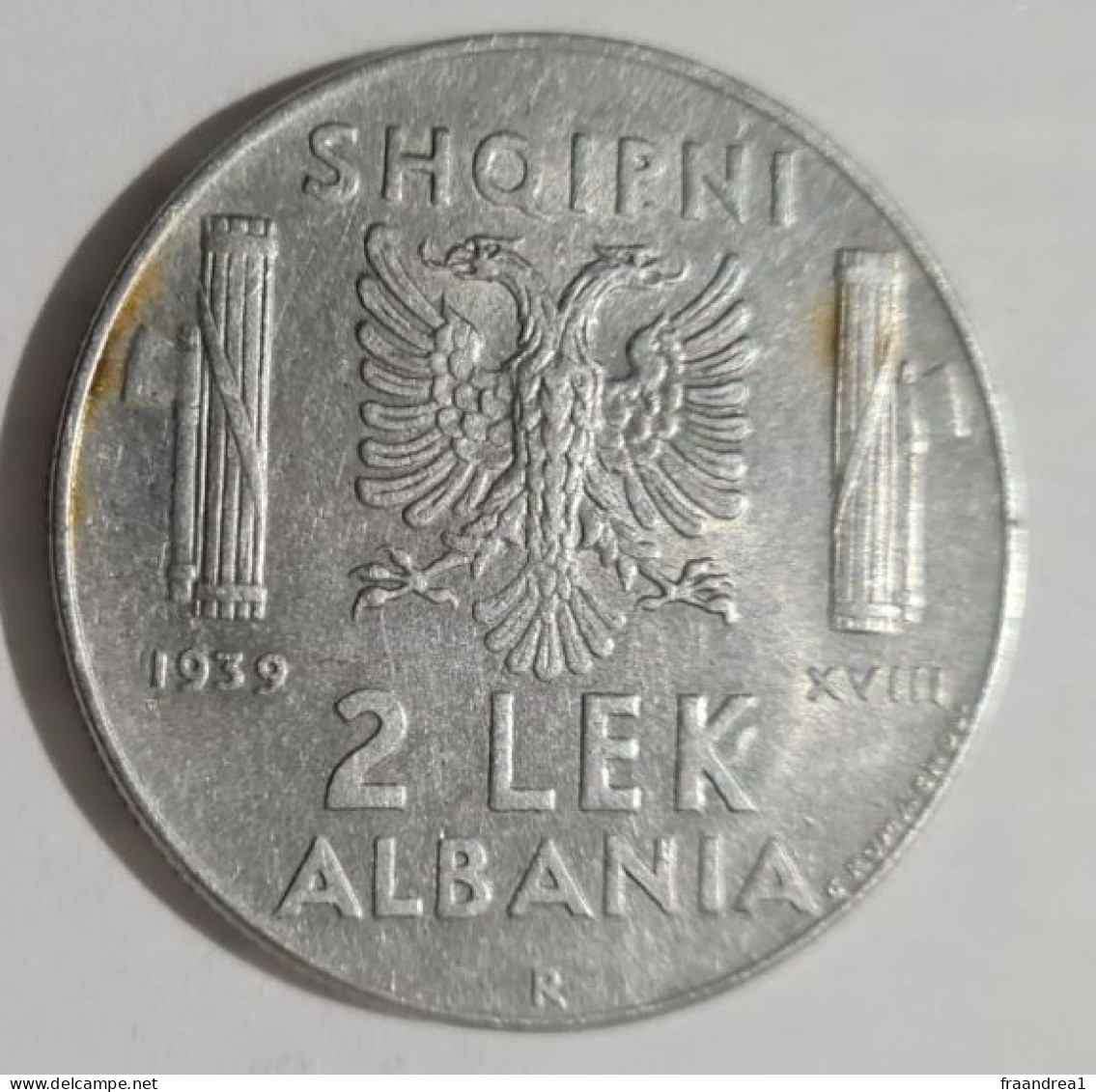 ALBANIA  OCCUPAZIONE  ITALIANA   LEK 2 1939 Non  Magnetica - Albanie