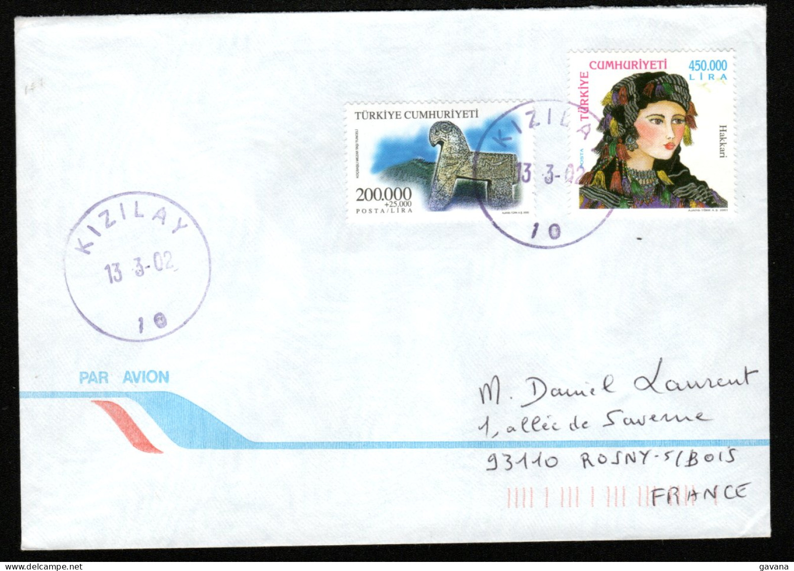 TURQUIE - Lettre De Kizilay Pour La France 2002 - Cartas & Documentos