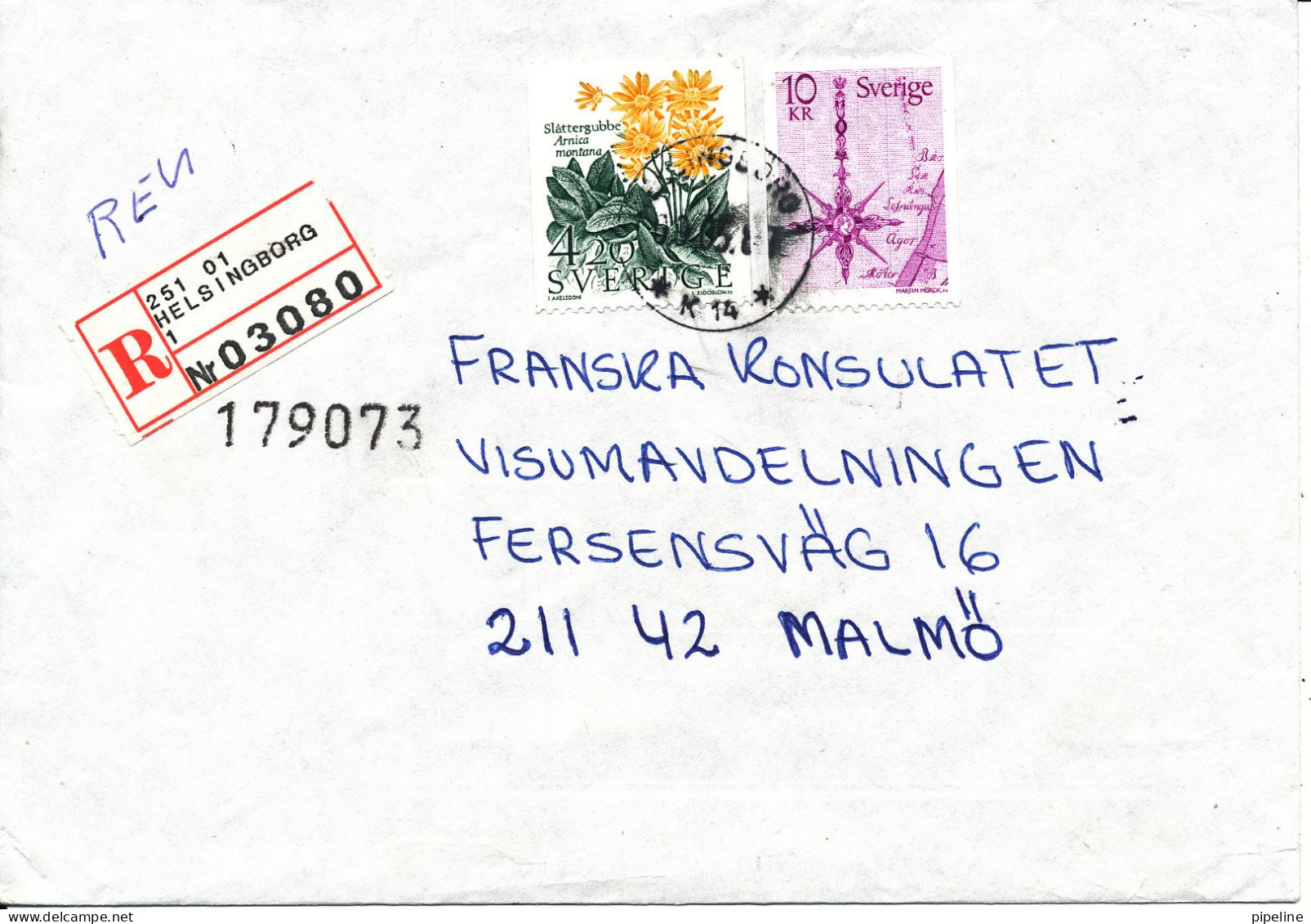 Sweden Registered Cover Helsingborg 9-5-1987 - Brieven En Documenten