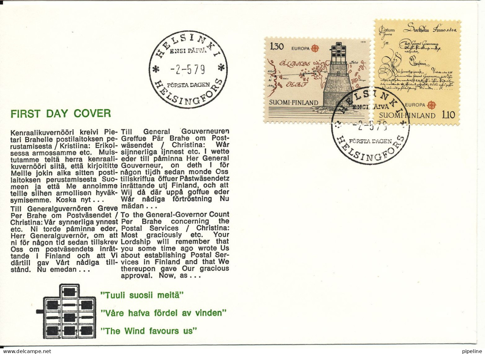 Finland FDC 2-5-1979 EUROPA CEPT Complete Set Of 2 With Cachet - 1979