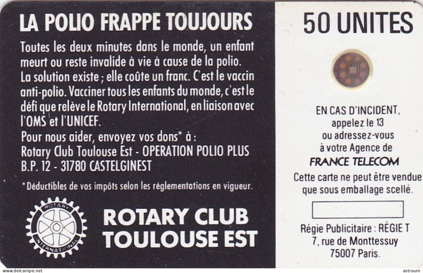 Telecarte Publique F27a Luxe - Polio+ - 50 U - Sc4on - 1988 - - 1988