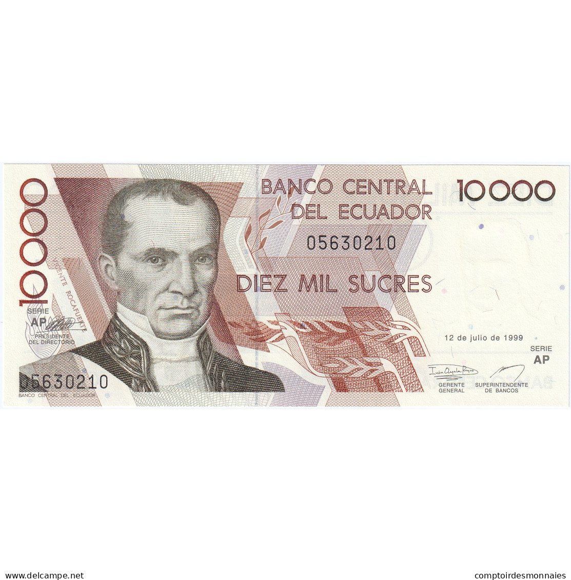 Équateur, 10,000 Sucres, 1999, 1999-07-12, KM:127e, NEUF - Ecuador