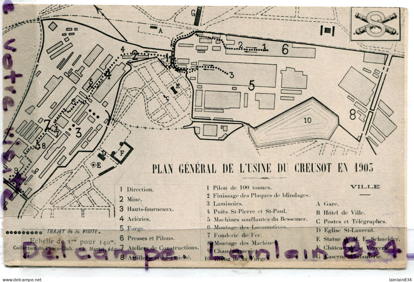 - Plan Général De L'Usine Du Creusot, ( S.-et-L. ), En 1903, Peu Courante, Précurseur, Non écrite  TBE, Scans. - Montceau Les Mines
