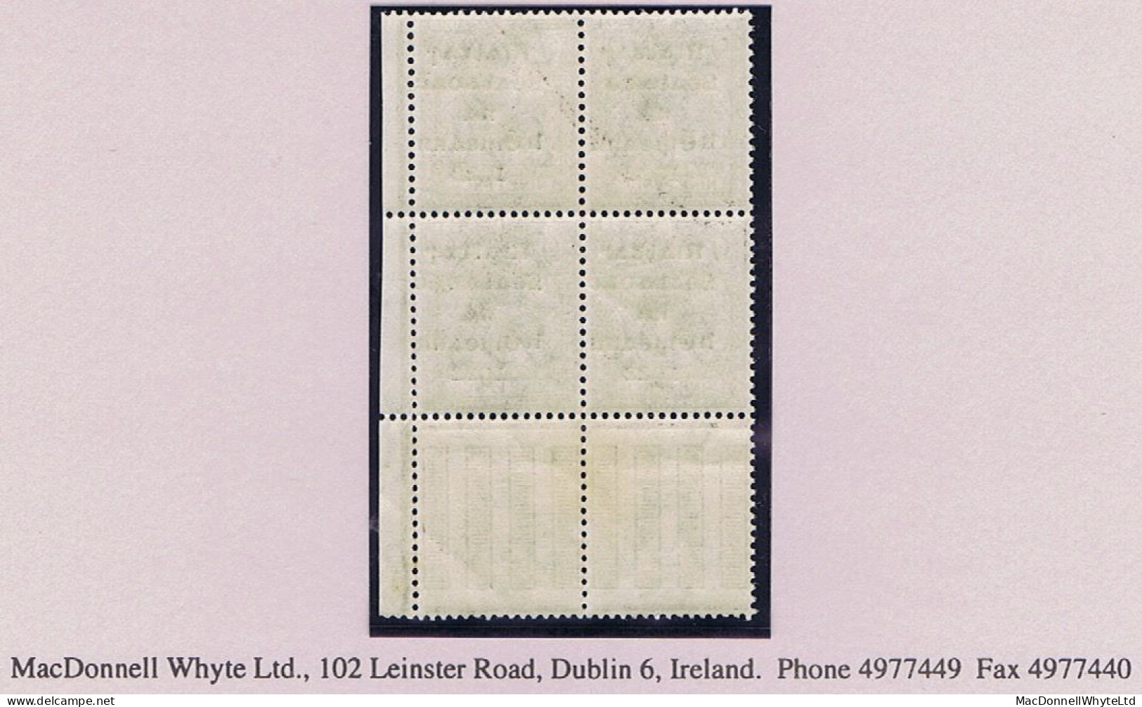 Ireland 1922 (Feb.) Dollard Rialtas 5-line Overprint In Black On 9d Agate Corner Block Of 4 Fresh Mint - Ungebraucht