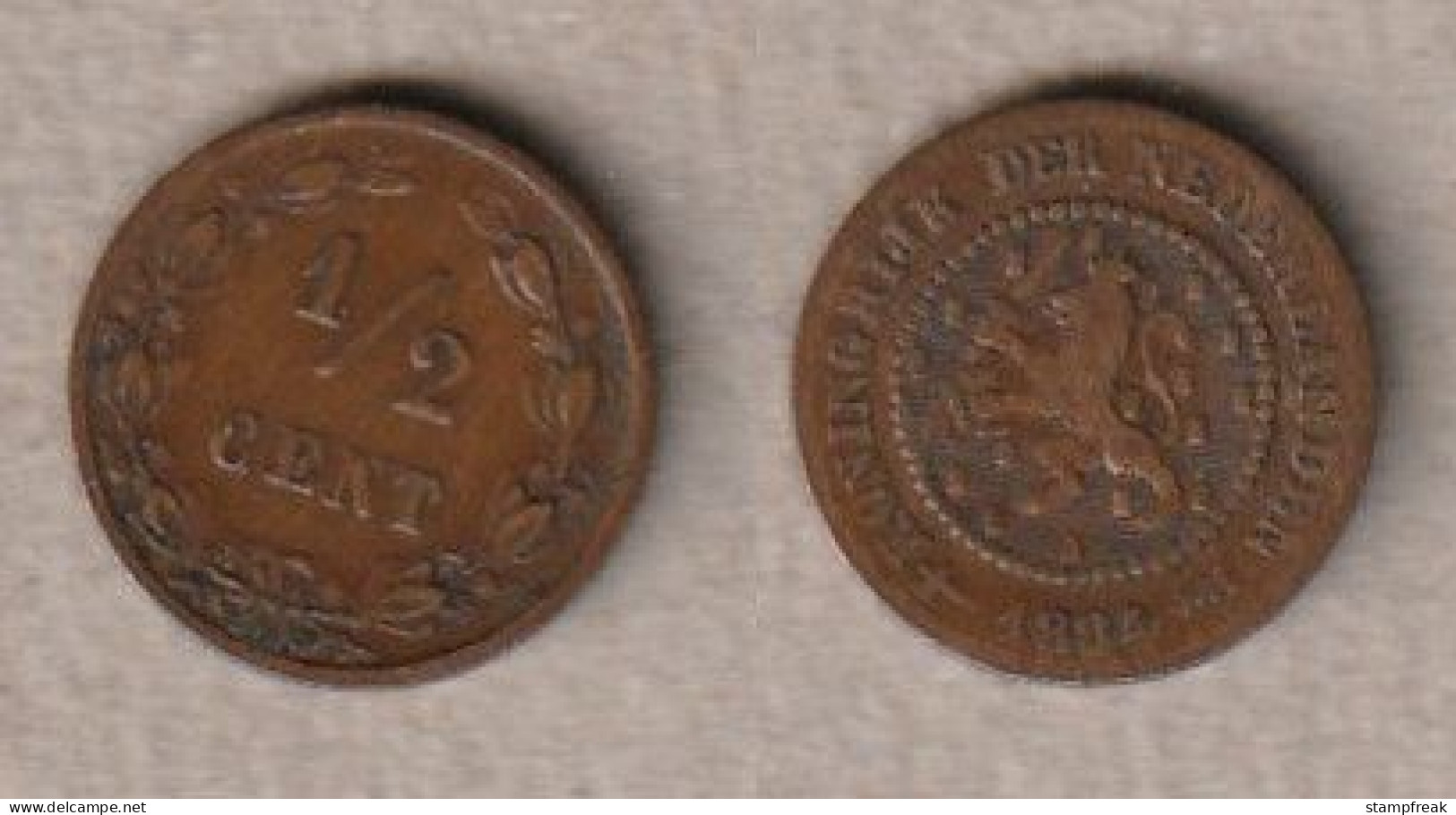 01963) Niederlande, 1/2 Cent 1884 - 1849-1890: Willem III.