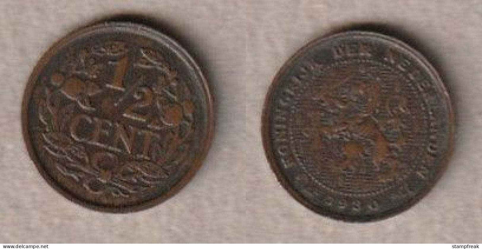 01964) Niederlande, 1/2 Cent 1930 - 0.5 Centavos