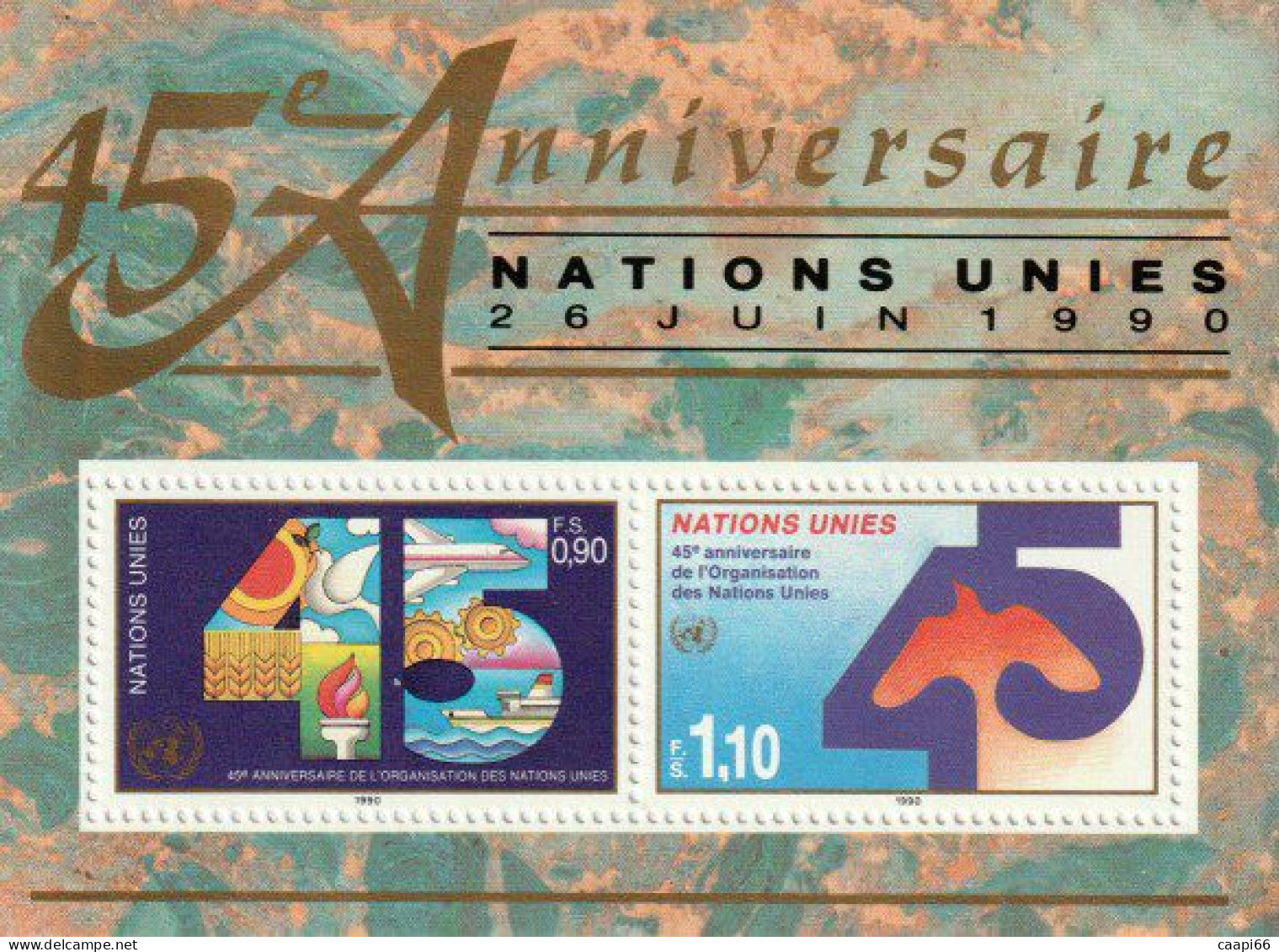 Feuillet Neuf - 45ème Anniversaire Des Nations Unies - N° 6 (Yvert) - NATIONS UNIES Genève 1990 - Ongebruikt