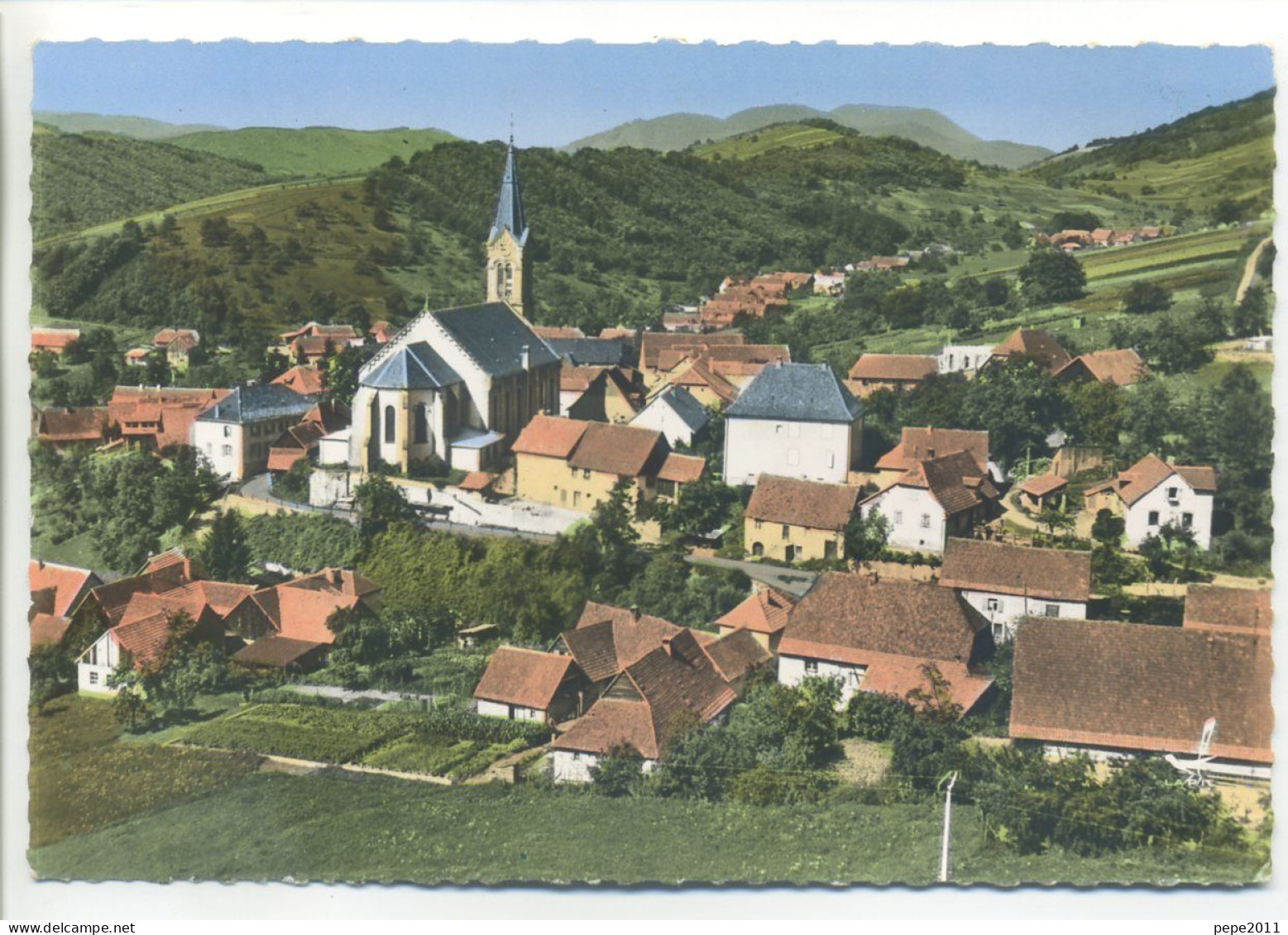 CPSM 67 Bas Rhin - BREITENBACH - L'Eglise Et Le Centre Du Bourg  "En Avion Au-dessus De..." - Vue Aérienne Lapie - Chatenois