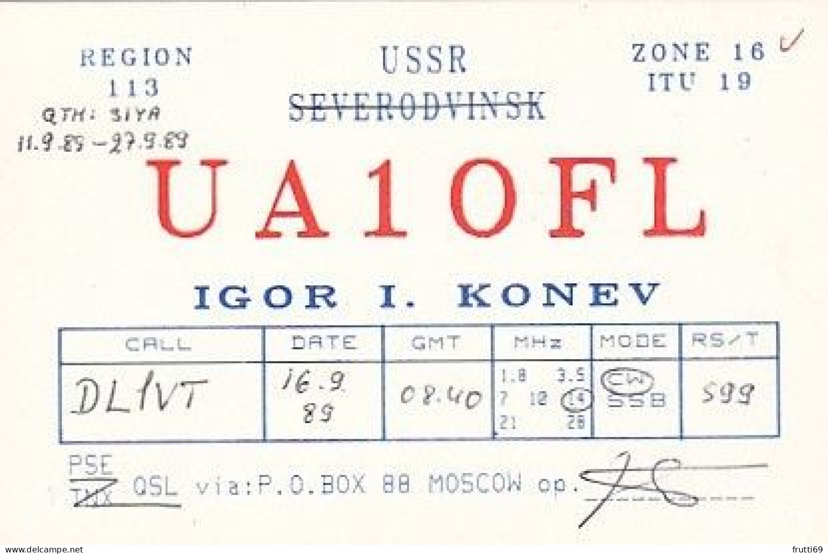 AK 183554 QSL - USSR - Radio Amateur