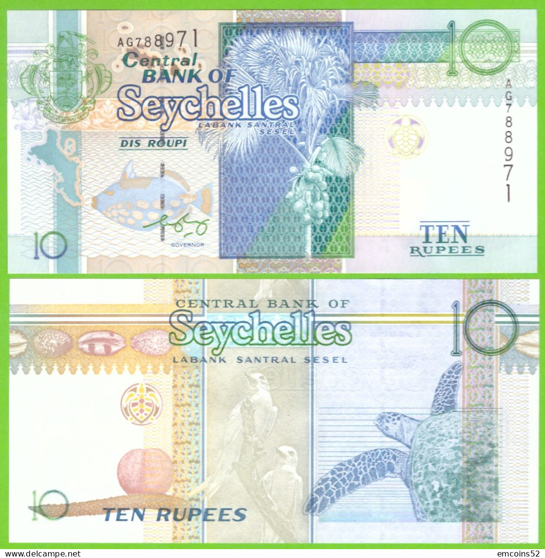 SEYCHELLES 10 RUPEES ND/1998 P-34 UNC - Seychellen