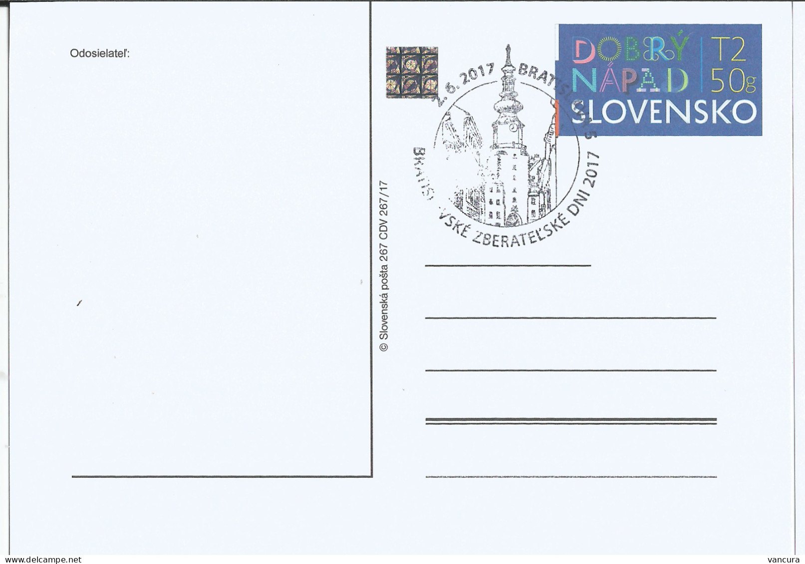 CDV 267 Slovakia Good Idea 2017 Church Cancel - Cartoline Postali
