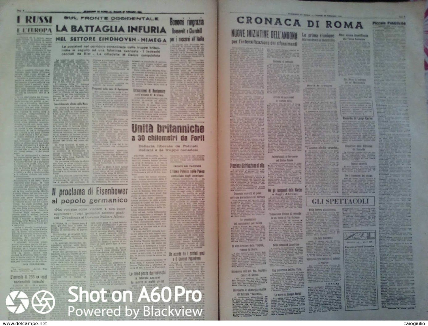 FASCISMO - CORRIERE DI ROMA N° 116 -  29 SETTEMBRE 1944 - CHURCHILL AI COMUNI - RIAPERTURA PROCESSO MATTEOTTI - War 1939-45