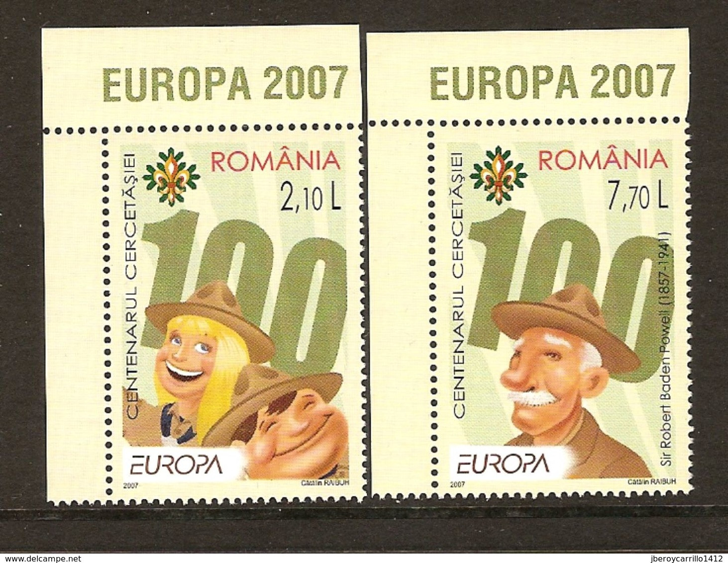 RUMANIA/ ROMANIA/ RUMÄNIEN/ ROUMANIE -EUROPA  2007-" A CENTENARY SCOUT -EUROPA-CEPT"-  SERIE De 2 V. - 2007