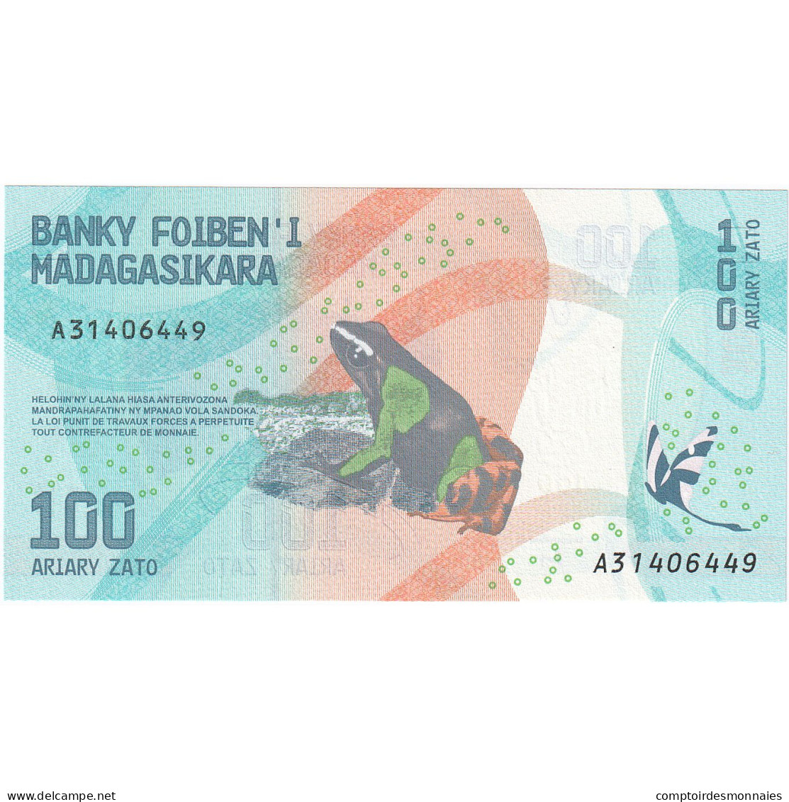 Billet, Madagascar, 100 Ariary, 2017, NEUF - Madagaskar