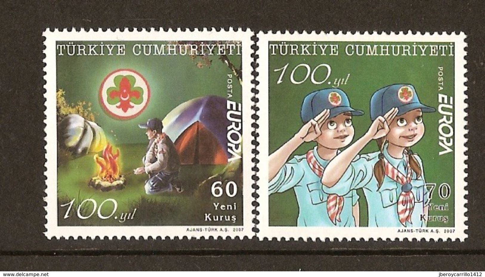 TURQUIA / TURKEY/ TURQUIE/ TÜRKEI- EUROPA  2007-" A CENTENARY SCOUT -EUROPA-CEPT"-  SERIE De 2 V. - 2007