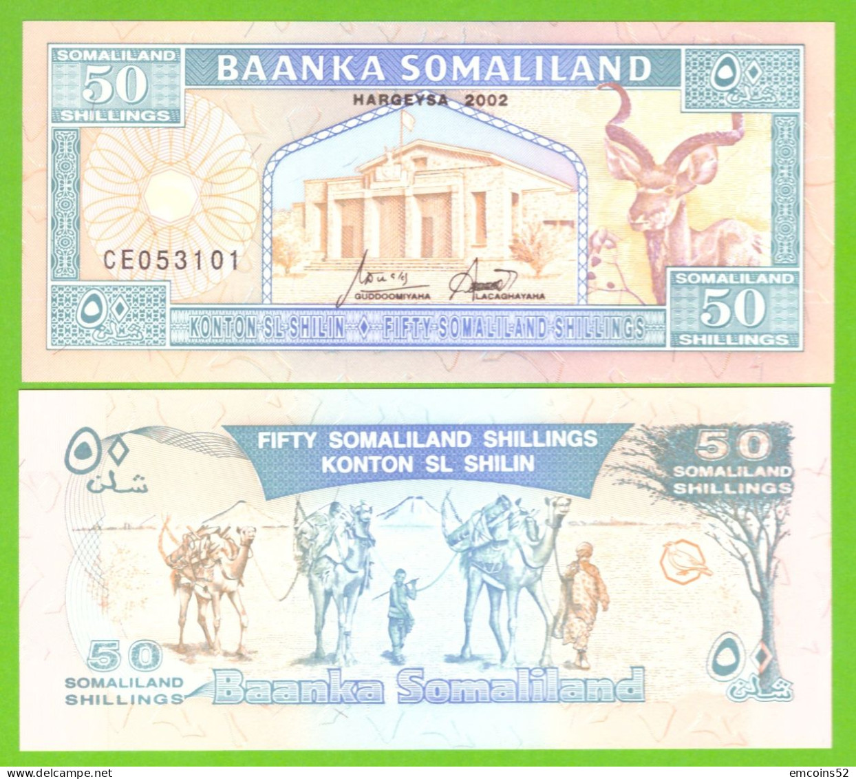 SOMALILAND 50 SHILLINGS 2002 P-7d UNC - Somalie