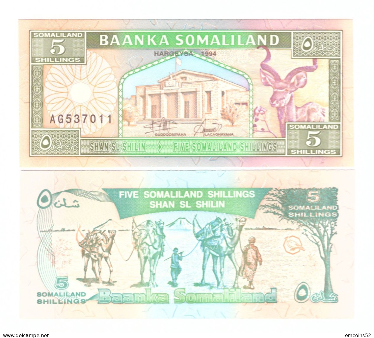 SOMALILAND 5 SHILLINGS 1994 P-1 UNC - Somalia