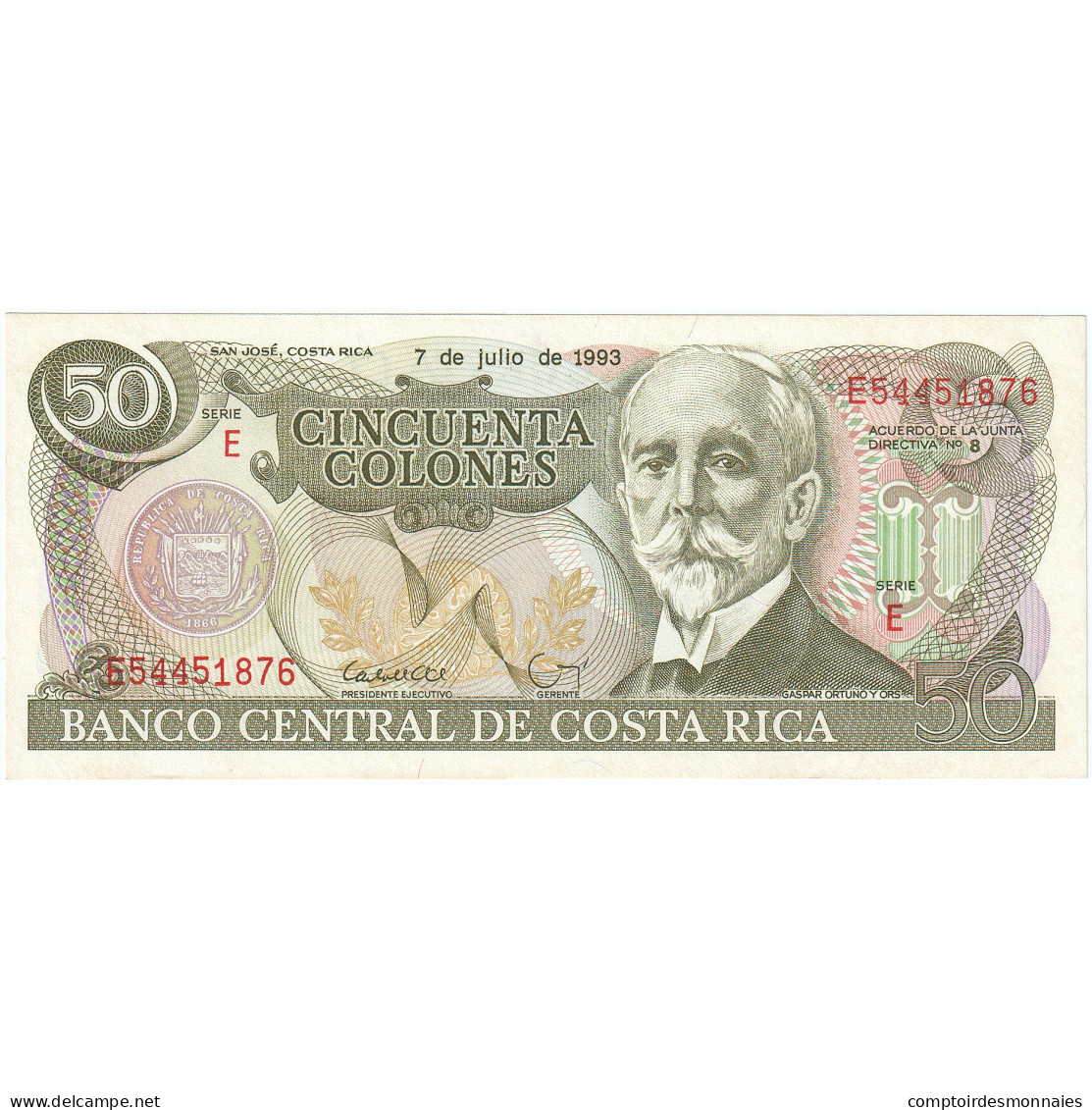 Billet, Costa Rica, 50 Colones, 1993, 1993-07-07, KM:257a, NEUF - Costa Rica