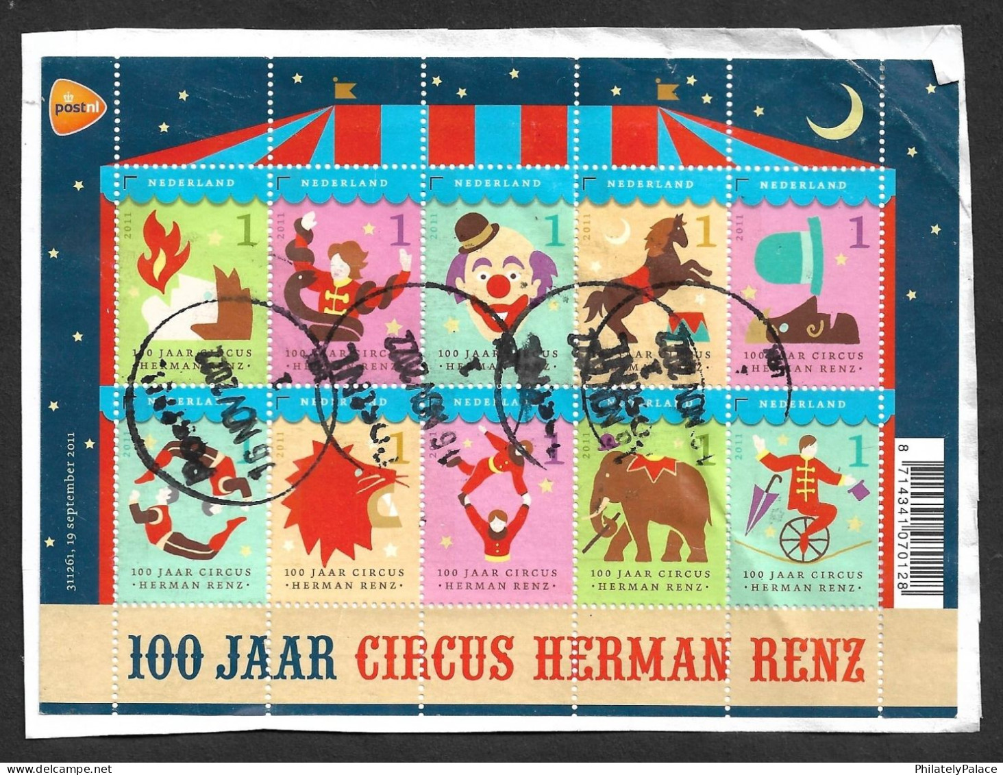 Netherland 2022 100 Years Of Circus Herman Renz,Horse,Joker,Lion,Elephant,Hat,Fire,Umbrella,Snake,Used Stamps (**) - Usados