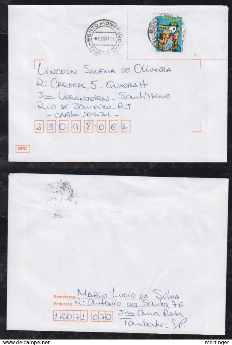 Brazil Brasil 2011 Cover Carta Social 0.01R$ Pipoqueiro Single Use Bento Monteiro To Rio - Lettres & Documents