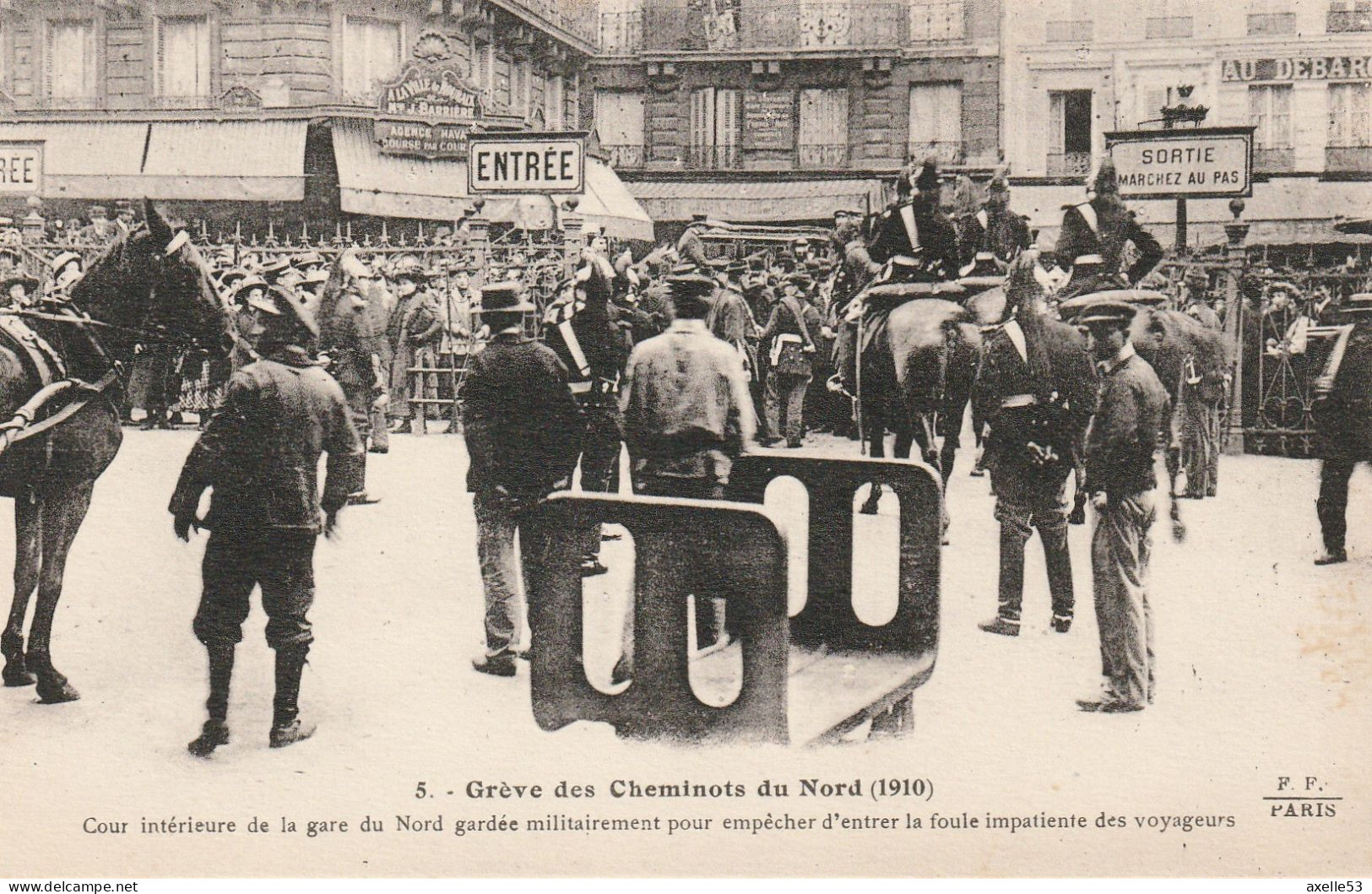 Grève Des Cheminots Du Nord (1910) (9419) Cour Intérieure De La Gare Du Nord Gardée Militairement Pour Empécher D'entrer - Grèves