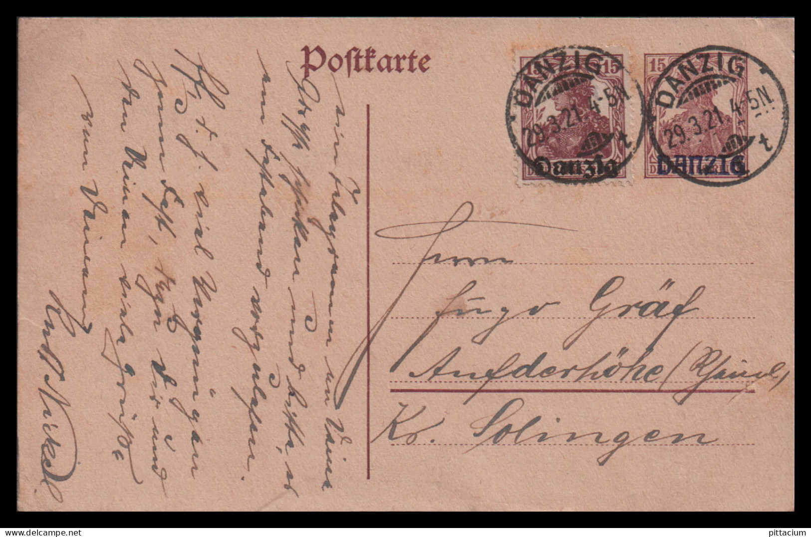 Deutschland 1921: Ganzsache  | Freistaat, Germania | Danzig, Aufderhöhe - Interi Postali