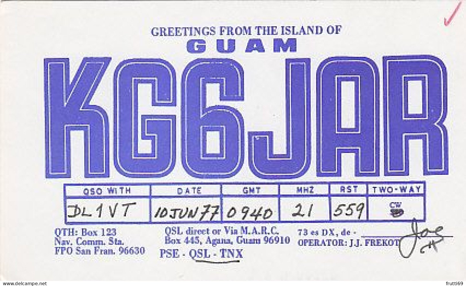 AK 183638 QSL - Guam - Mariana Islands - Radio Amateur