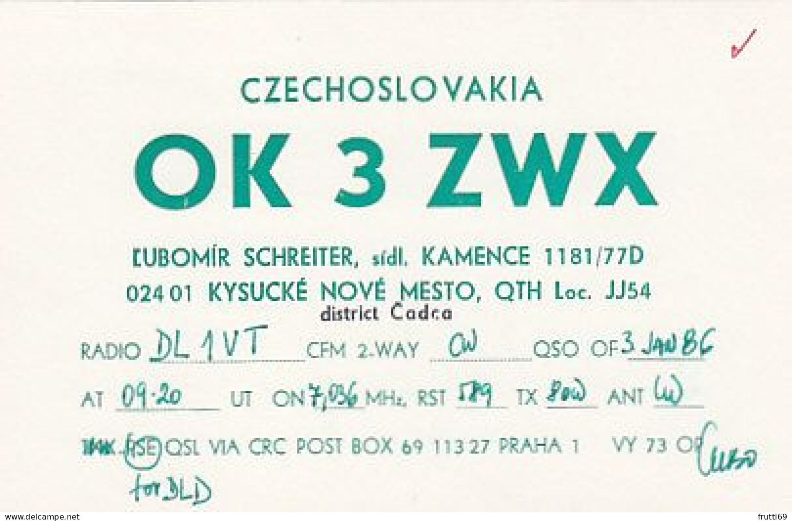 AK 183643 QSL - Czechoslovakia - Kysucké Nové Mesto - Radio Amateur