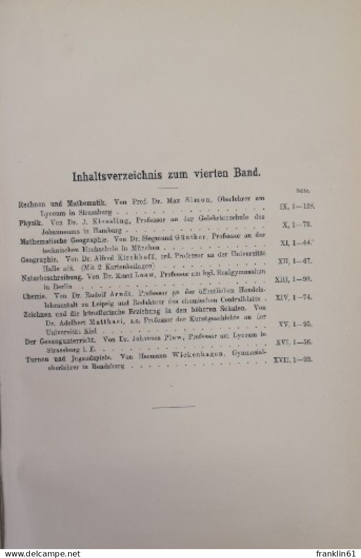 Handbuch Der Erziehungs- Und Unterrichtslehre Für Höhere Schulen. Didaktik Und Methodik Der Einzelnen Lehrfäch - School Books