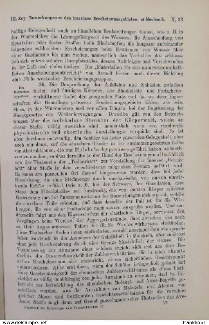 Handbuch Der Erziehungs- Und Unterrichtslehre Für Höhere Schulen. Didaktik Und Methodik Der Einzelnen Lehrfäch - School Books