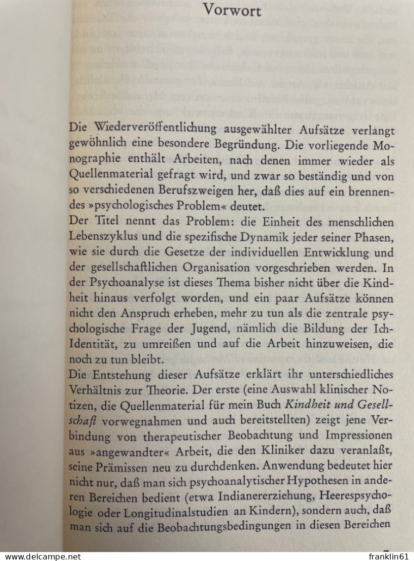 Identität Und Lebenszyklus : 3 Aufsätze. - Psychologie